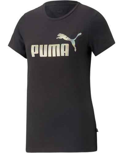 PUMA Ess+ Nova Shine T-shirt Voor - Zwart