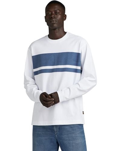G-Star RAW Placed Stripe Boxy Long Sleeve Camisetas - Azul
