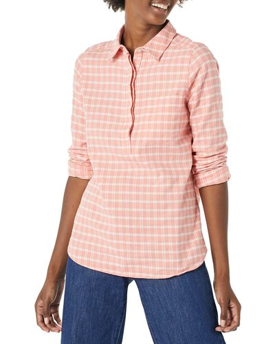 Goodthreads Flannel Long-sleeve Relaxed-fit Half Placket Popover Shirt - Blue