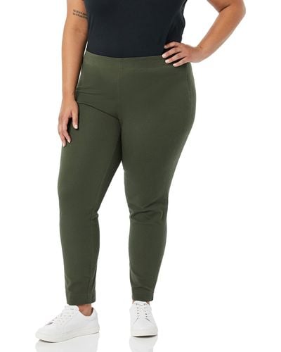 Amazon Essentials Pantaloni alla Caviglia Aderenti ed Elasticizzati con Cerniera Laterale Donna - Verde