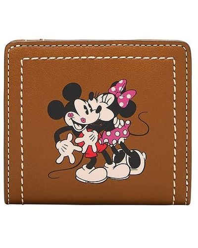 Fossil Mickey and Friends SL10053216 Bifold Portefeuille pour en Cuir Marron