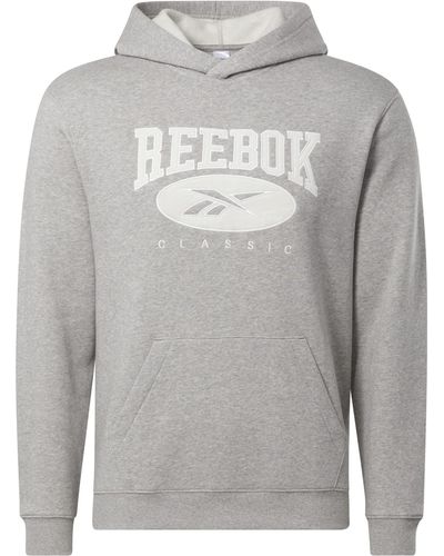 Reebok 's Classics Archive Essentials Hoodie Hooded Sweatshirt - Grey