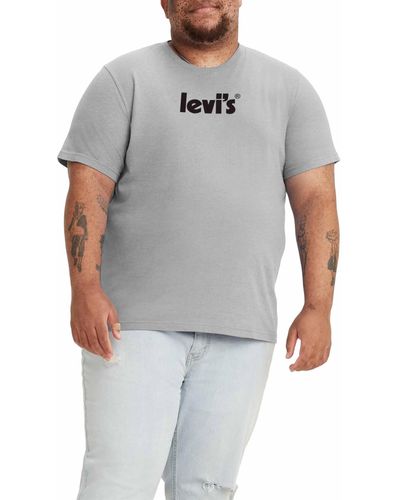 Levi's Big & Tall Ss Relaxed Fit Tee Camiseta Hombre Poster Logo Mhg - Gris