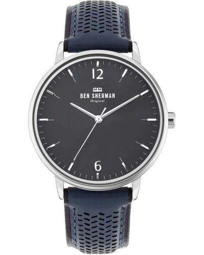 Ben Sherman S Analogue Quartz Watch With Leather Strap Wb038u - Black