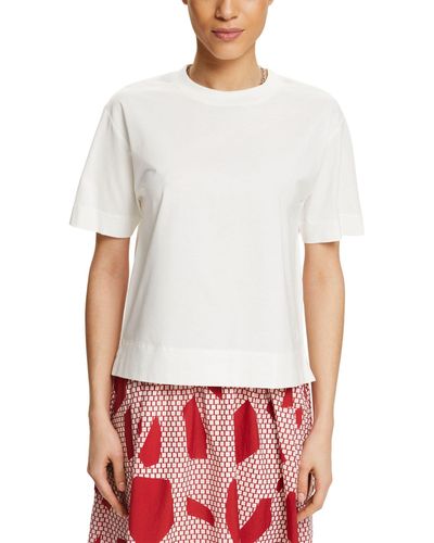 Esprit T-Shirt aus Pima-Baumwolle mit Rundhalsausschnitt - Weiß