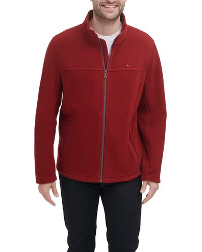 Tommy Hilfiger S Lightweight Breathable Waterproof Hooded Fleece Jacket - Red