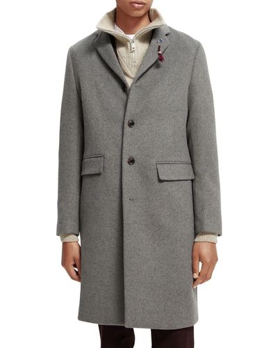 Scotch & Soda Classic Wool-blend Overcoat Coat - Grey