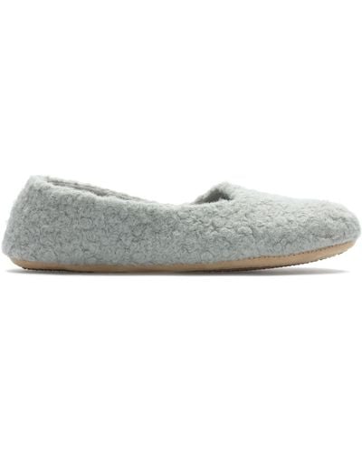 Clarks Cozily Curl Textile Slippers In Grey Standard Fit Size 6