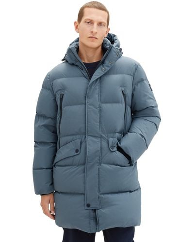 Tom Tailor 1037357 Recycled Down Puffer-Parka mit Abnehmbarer Kapuze - Blau
