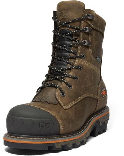 Timberland Boondock Hd Logger 8 Inch Composite Safety Toe Waterproof Industrial Work Boot - Brown