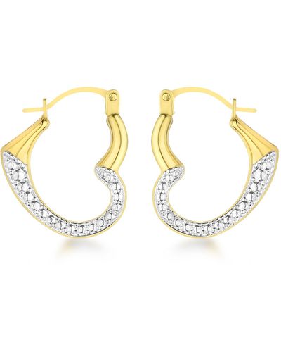 Amazon Essentials 9ct Yellow Gold Cubic Zirconia Floating Heart Earrings - Metallic