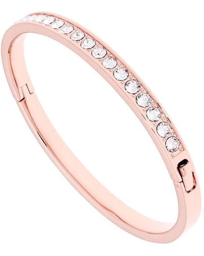 Ted Baker Clemara Hinge Crystal Bangle Bracelet For Women - Large (rose Gold/crystal) - White