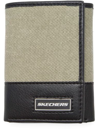 Skechers Passcase Rfid Leather Wallet With Flip Pocket - Natural