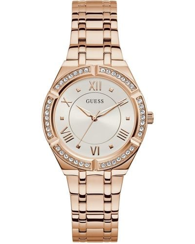 Guess Black Gold tone Crystal Silicone Watch in Natural Lyst UK