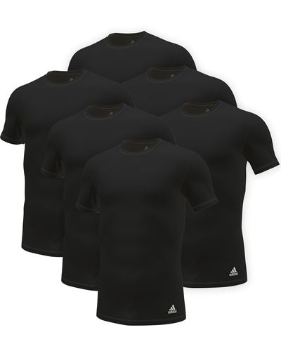 adidas Originals 6 er Pack Crew Neck T-Shirt Unterhemd Rund Ausschnitt Baumwolle langlebig - Schwarz