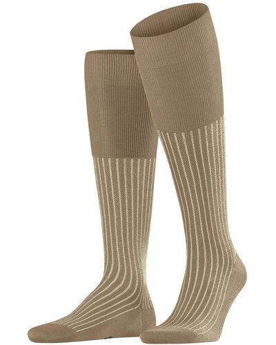 FALKE Oxford Stripe M Kh Cotton Long Patterned 1 Pair Knee-high Socks - Natural