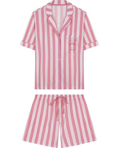 Women'secret Nachthemd Pyjama Kort 100% Katoen Roze Buurman Blond