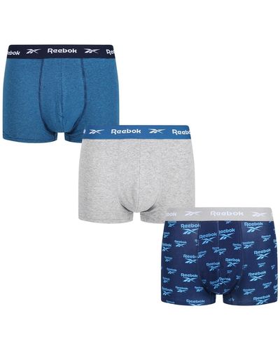 Reebok Calzoncillos de algodón para Hombres en Azul/Estampado/gris Boxershorts - Blau