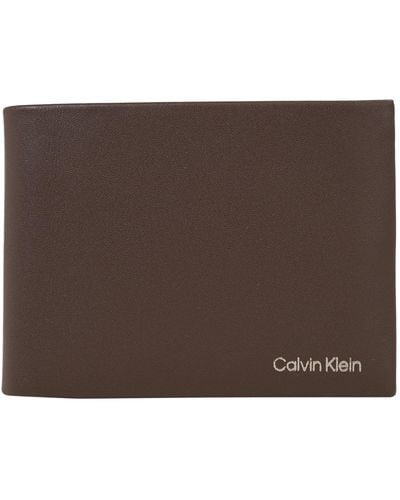 Calvin Klein Ck Concise Trifold 10cc W/coin L Portefeuilles - Bruin