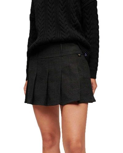 Superdry Low Rise Pleated Mini Skirt W7210331A Grey Tones Check Talla 16 - Negro