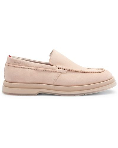 HUGO S Chaol Loaf Suede Loafers With Translucent Rubber Sole Size 5 - Pink