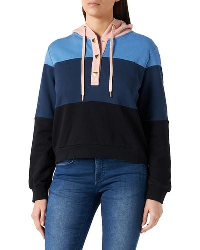 Love Moschino Long-Sleeved Hoodie Sweatshirt Maglia di Tuta - Blu