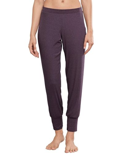 Schiesser Lange Jersey Yogahose Doppelripp - 154127, Größe :44, Farbe:aubergine - Lila