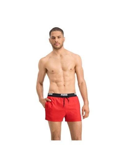 PUMA , Logo Length Swimming Board Shorts Voor - Rood