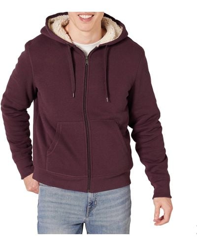 Amazon Essentials Sherpa Lined Full-Zip Hooded Fleece Sweatshirt Novelty-Hoodies - Rojo