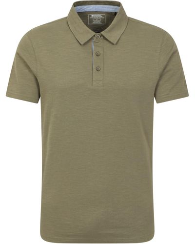 Mountain Warehouse Organic Cotton Casual Tee Shirt With Button Neck- Best For Spring - Green