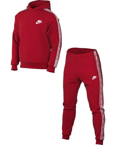 Nike M Nk Club FLC Gx HD TRK Suit Tuta Sportiva - Rosso