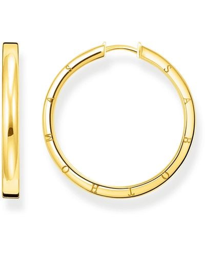 Thomas Sabo Orecchini a cerchio da donna in argento sterling 925 con finitura in oro giallo 750 e zirconi - Metallizzato