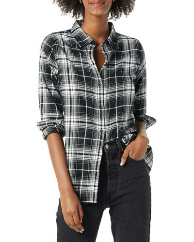 Amazon Essentials Long-Sleeve Classic-Fit Lightweight Flannel Shirt Athletic - Gris