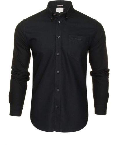 Ben Sherman Freizeithemden Button-Down-Kragen Langarm - Schwarz