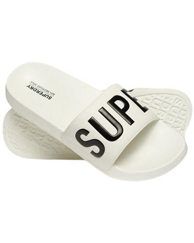 Superdry Vegan Core Pool Slides - Optic/black (optic/black, Uk Footwear Size System, Adult, Men, Alpha, Medium, X-large) - White