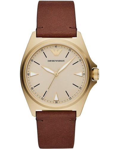 Emporio Armani Quarz 3 Zeiger Uhr mit Armband AR11331 - Braun
