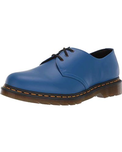 Dr. Martens Unisex 1461 Blue Smooth Leather Classic 3 Eye Shoes