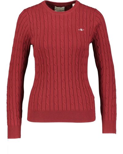 GANT Stretch Cotton Cable C-neck Jumper - Red