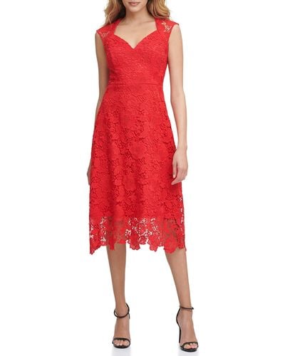 Guess Kleid Spitze Lässiges Abendkleid - Rot