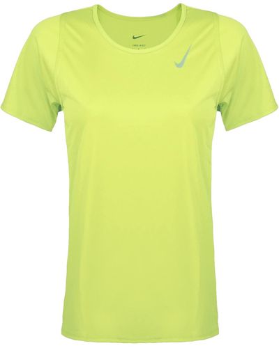 Nike T-Shirt Trainingsshirt Laufshirt Dri-FIT Race Kurzarm-Laufoberteil - Gelb