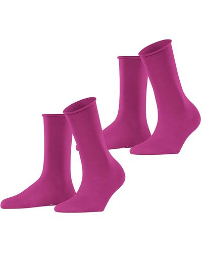 Esprit Basic Pure 2-pack Socks Breathable Sustainable Organic Cotton Wide Tops For A Soft Grip On The Leg Suitable For Diabetics Plain - Purple