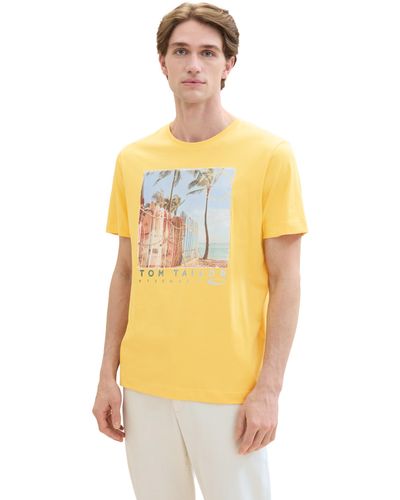 Tom Tailor Basic T-Shirt mit sommerlichem Fotoprint - Mettallic