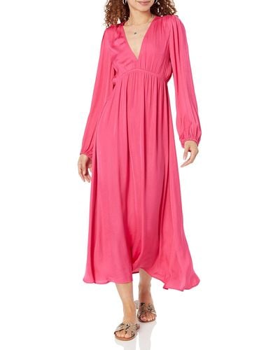 The Drop Shelly Deep V-neck Long-sleeve Maxi Dress - Pink
