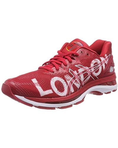 Asics Gel-Nimbus 20 London Marathon, Zapatillas de Running para Mujer - Rojo