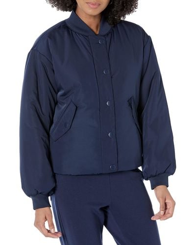 Amazon Essentials Relaxed-fit Recycled Polyester Padded Cropped Bomber Jacket - Blue