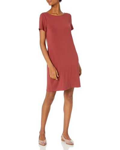 Amazon Essentials T-Shirt-Kleid aus Jersey mit Ballettrücken - Rot