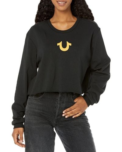 True Religion Branded Rlxed Crop Sweatshirt - Black
