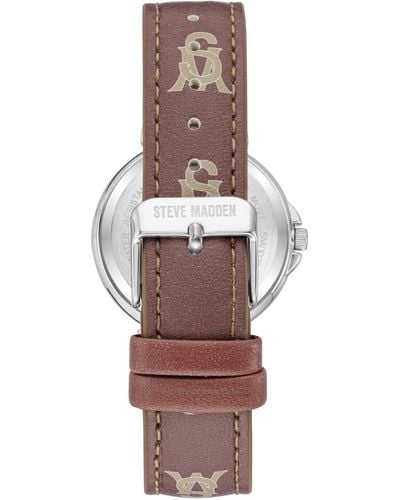 Steve Madden Dual Colored Dark Brown And Light Brown Polyurethane Leather Strap - Gray