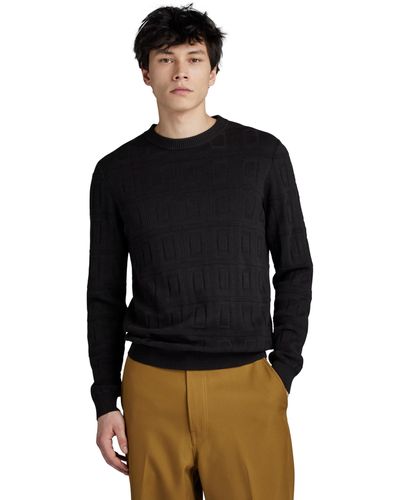 G-Star RAW Jersey Table Structure Knitted Para Hombre - Negro