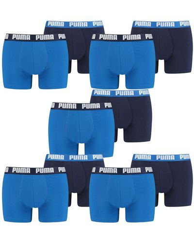 PUMA 10 er Pack Boxer Boxershorts Unterhose Pant Unterwäsche - Blau